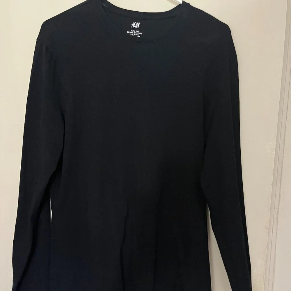 Men's H&M Black Long Sleeve Shirt Size Large NWOT - Picture 1 of 2